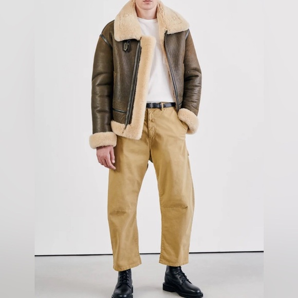 Nili Lotan Carpenter Slouchy Pants Men Size 29 Cotton Twill Khaki Tan - Picture 14 of 14